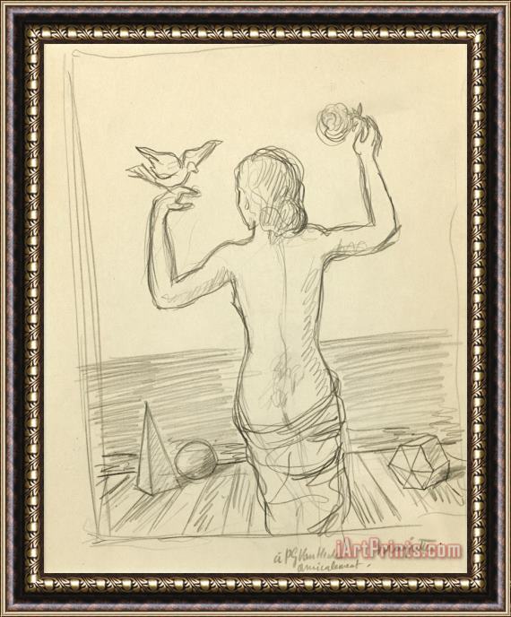 rene magritte Dessin Original Signe. Sans Date [circa 1940]. 28 X 21,5 Cm Sous Encadrement Framed Painting